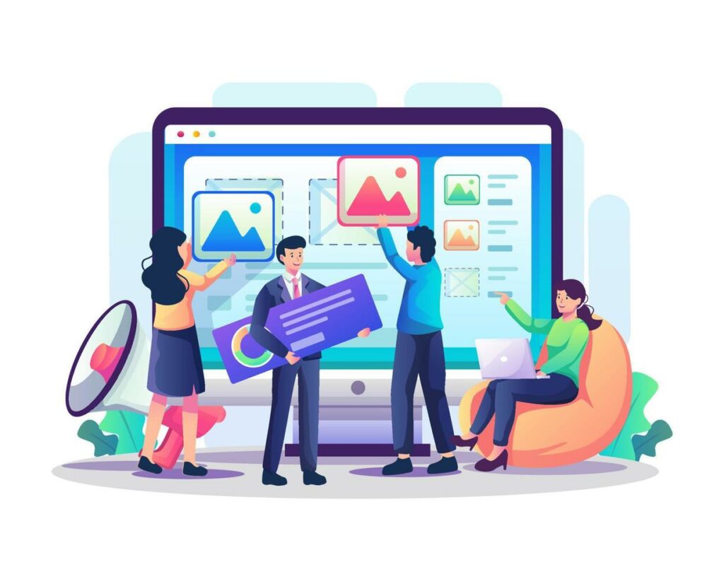 digital-marketing-concept-with-people-putting-content-images-marketing-to-the-web-dashboard-screen-search-engine-optimization-promotion-working-process-and-teamwork-flat-style-illustration-vector (1)